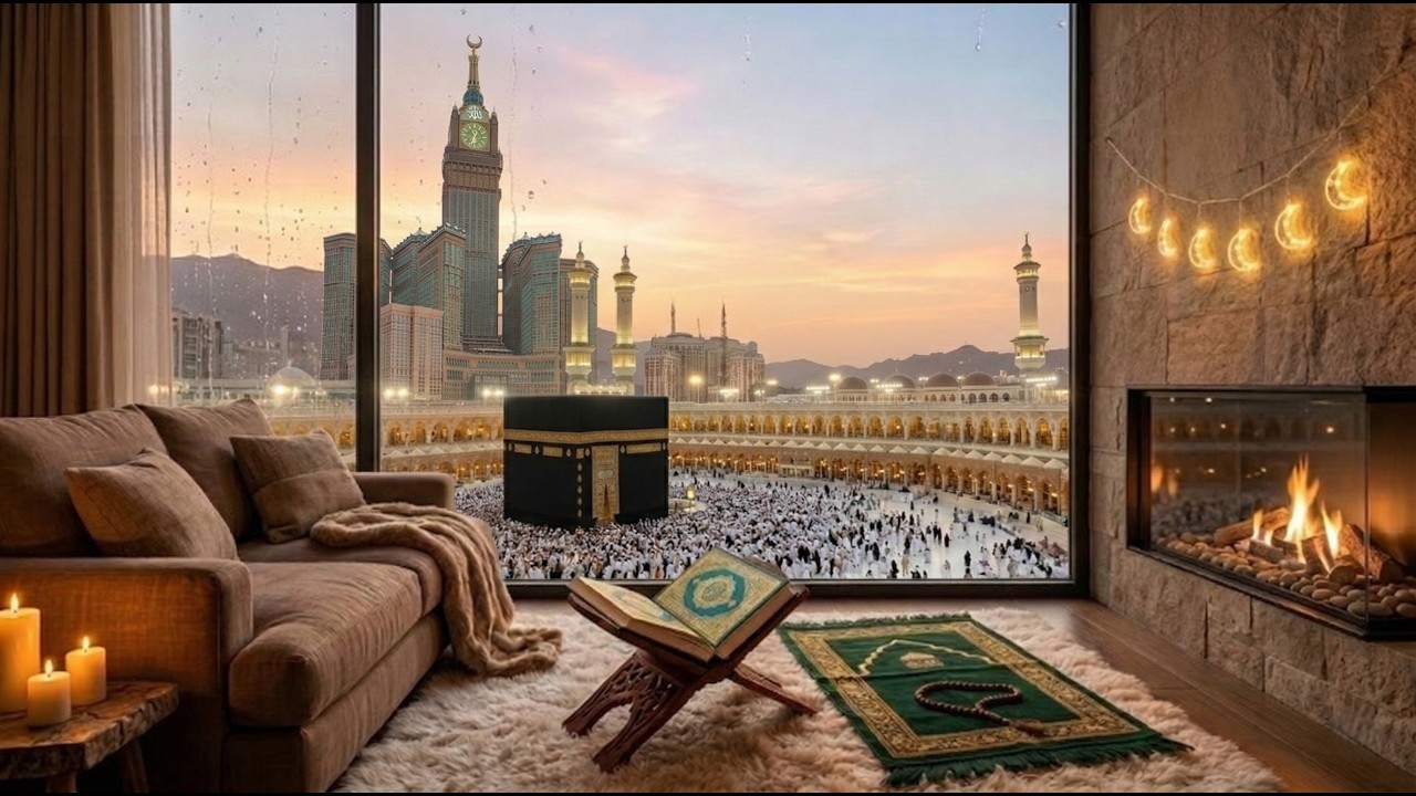 Peaceful Ramadan & Cozy Mecca Ambience with Fireplace🌙