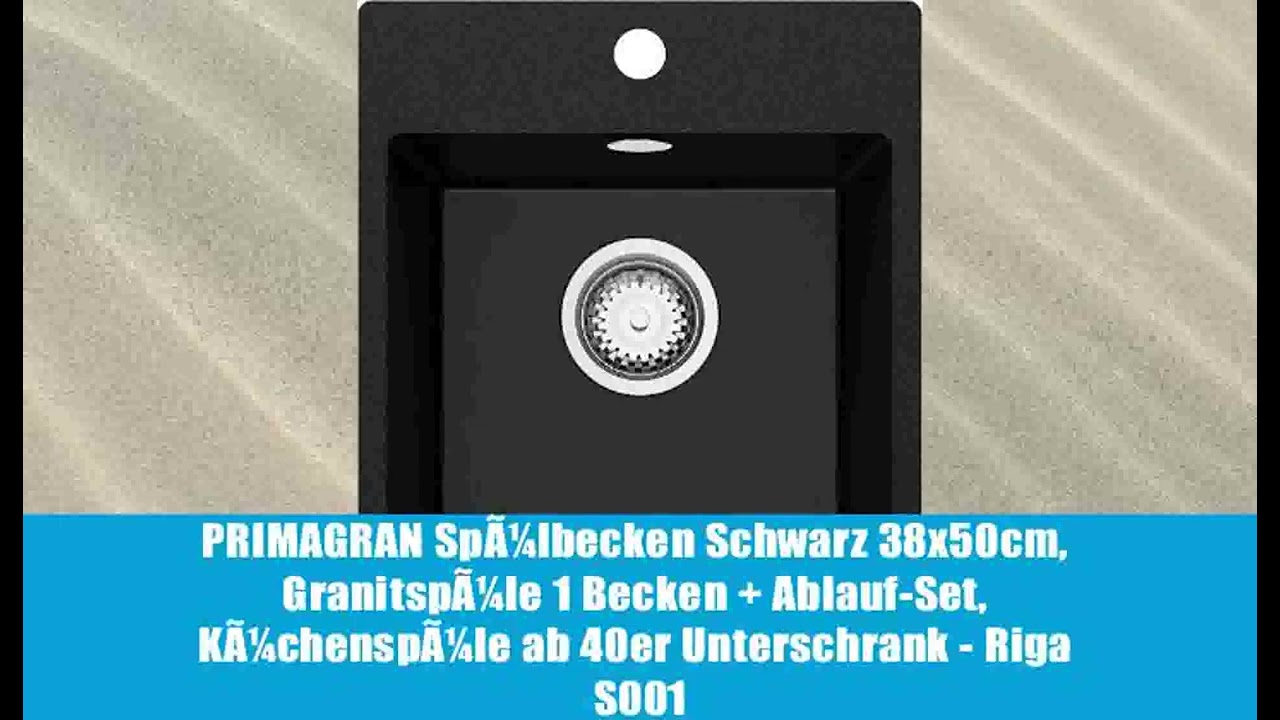 PRIMAGRAN SpÃ¼lbecken Schwarz 38x50cm, GranitspÃ¼le 1 Becken + Ablauf-Set, KÃ¼chenspÃ¼le ab 40er
