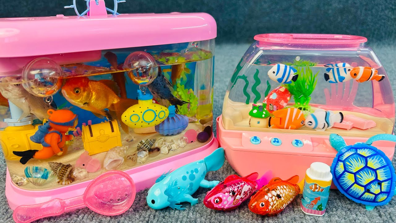 Satisfied Unboxing Happy Aquarium Suction Fish, Robot Fish Set ASMR | Toy Evaluation