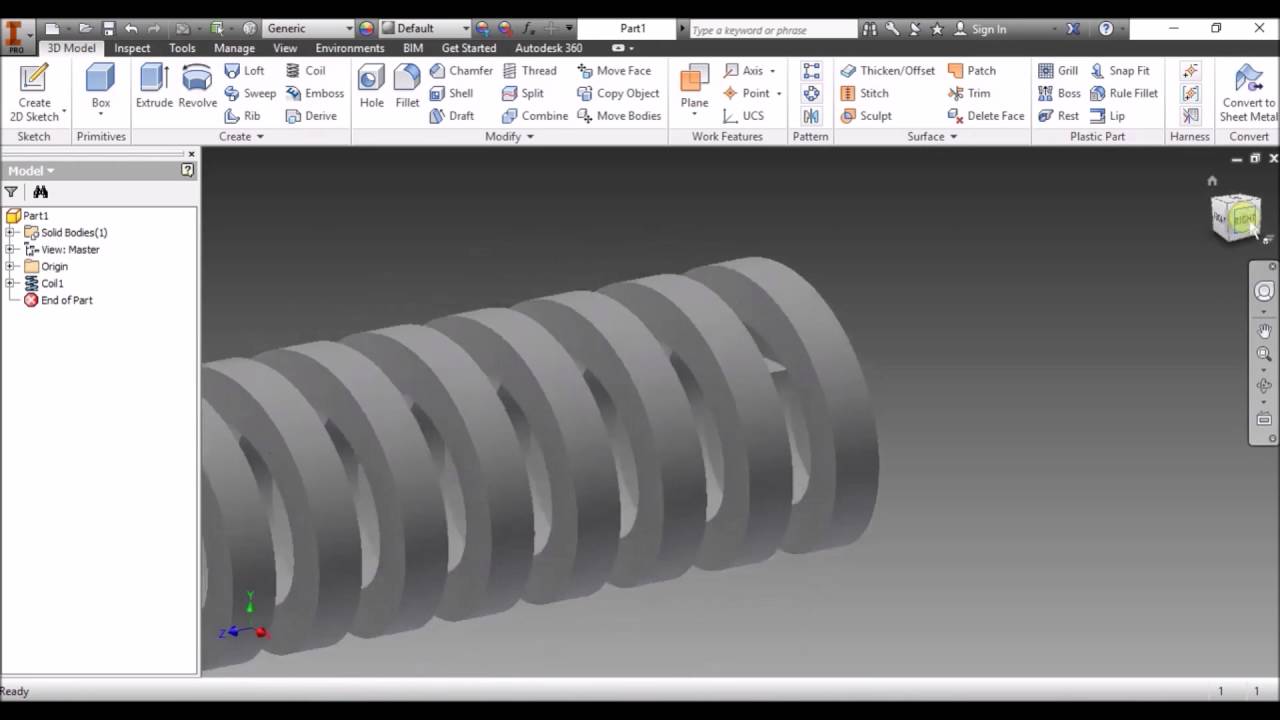 How to draw Square Thread Power Screw on Autodesk Inventor