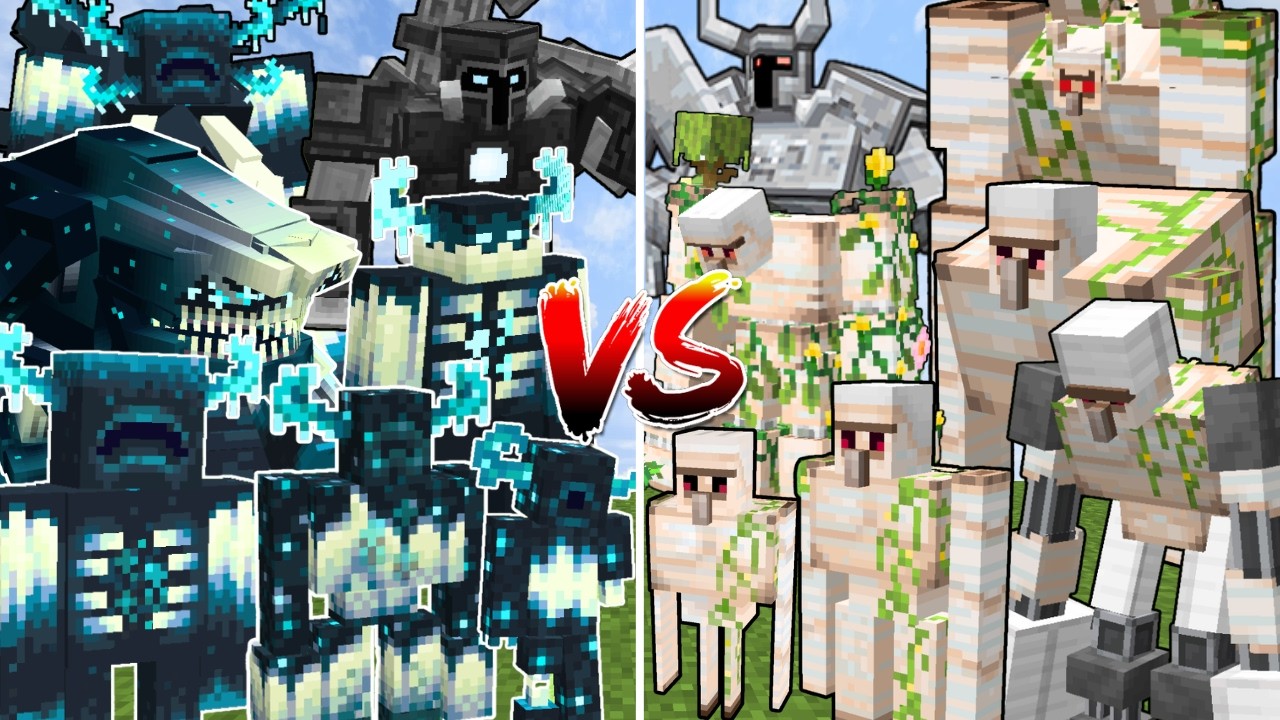 ALL MINECRAFT SCULK WARDENS vs ALL MINECRAFT IRON GOLEMS - Mob Battle