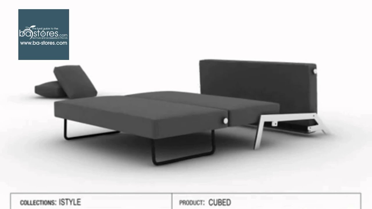 "Innovation USA" Cubed Deluxe Sofa Bed in Black Leather Textile at ba-stores.com