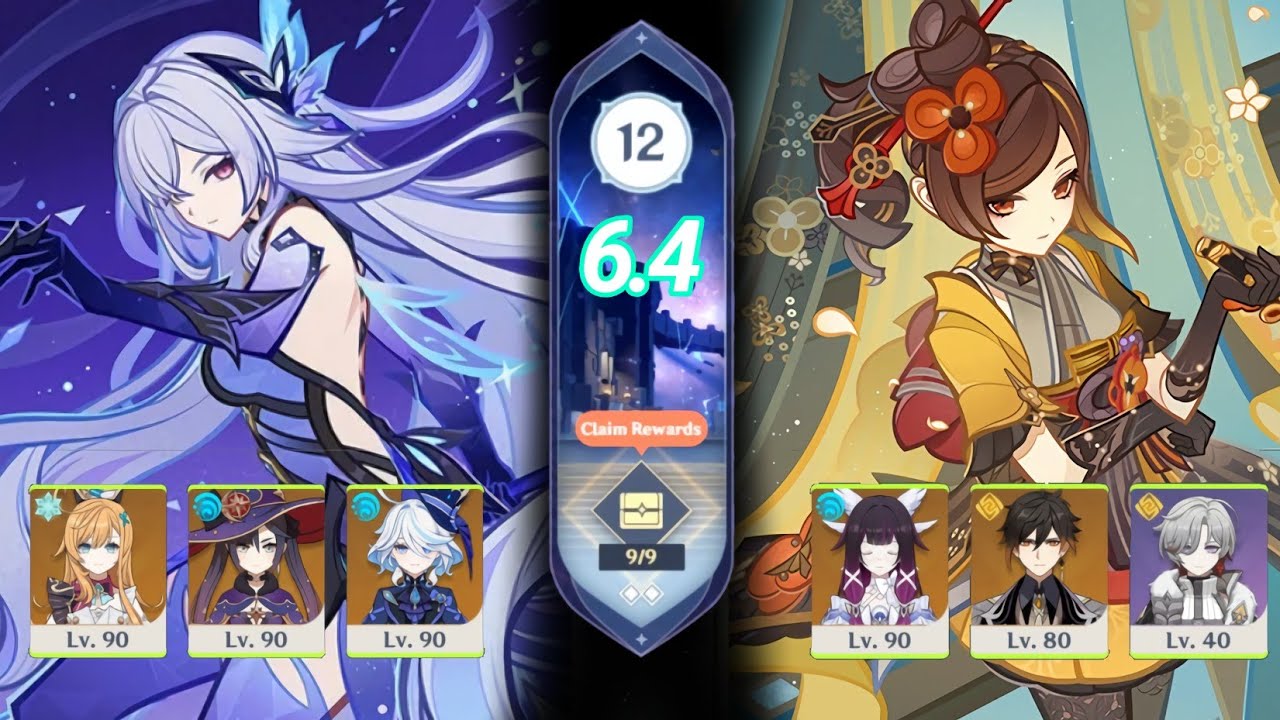 C0 Skirk & C0 Chiori lunar crystallize | Spiral Abyss {6.4} | Genshin impact