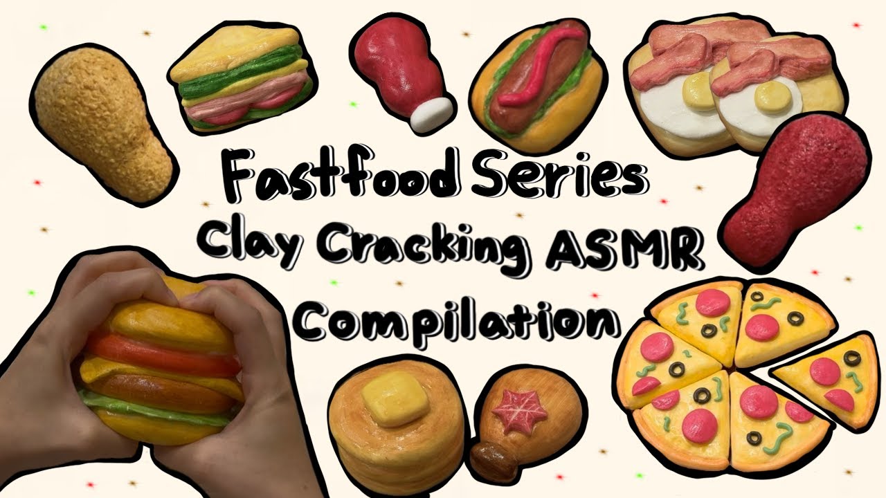 🤤패스트푸드 점토부수기 ASMR 모음 | Fast Food Clay Cracking ASMR Compilation