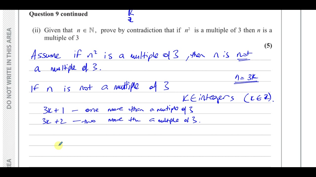 WMA14 01 IAL (Edexcel) P4 June 2021 Q9 ii Proof by Contradiction