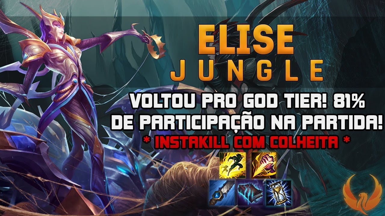 VOLTOU PRO GOD TIER 81% DE PARTICIPAÇÃO NA PARTIDA! *INSTAKILL COM COLHEITA* - ELISE JUNGLE GAMEPLAY