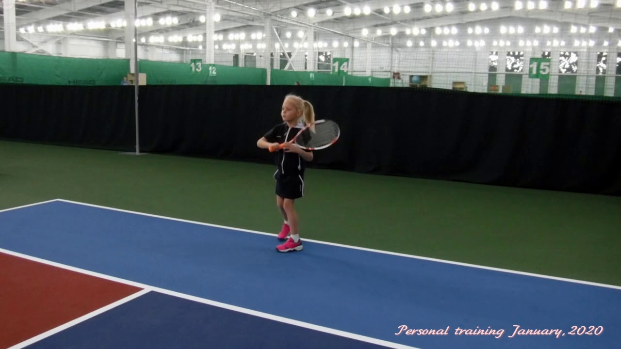 5-7 years kids tennis practice. January, 2020. теннисная тренировка для детей 5-7 лет. Январь 2020ю