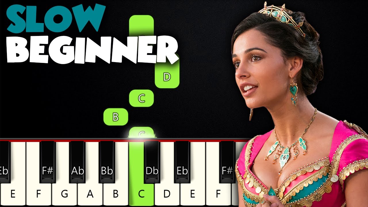 Speechless - Naomi Scott (Aladdin) | SLOW BEGINNER PIANO TUTORIAL + SHEET MUSIC by Betacustic