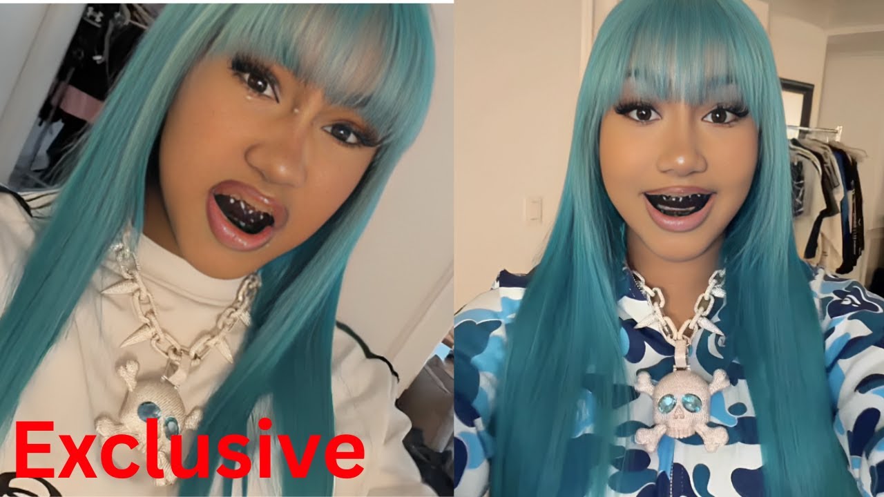 В новых видео в TikTok Норт Уэст демонстрирует пирсинг на переносице, черные гриллы и кулон с бри...