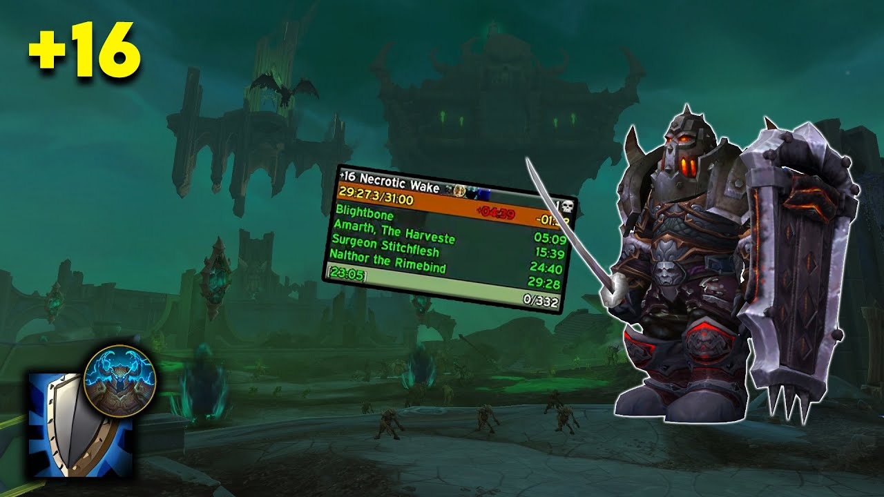 +16 The Necrotic Wake | Prot Warrior PoV | The War Within WOW