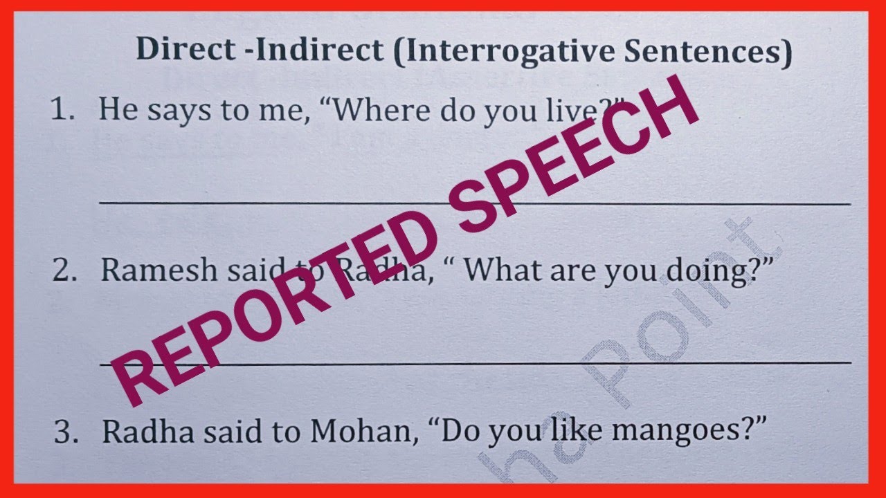 Reported Speech | Interrogative sentences | Direct - Indirect | Diligent Shiksha Point |