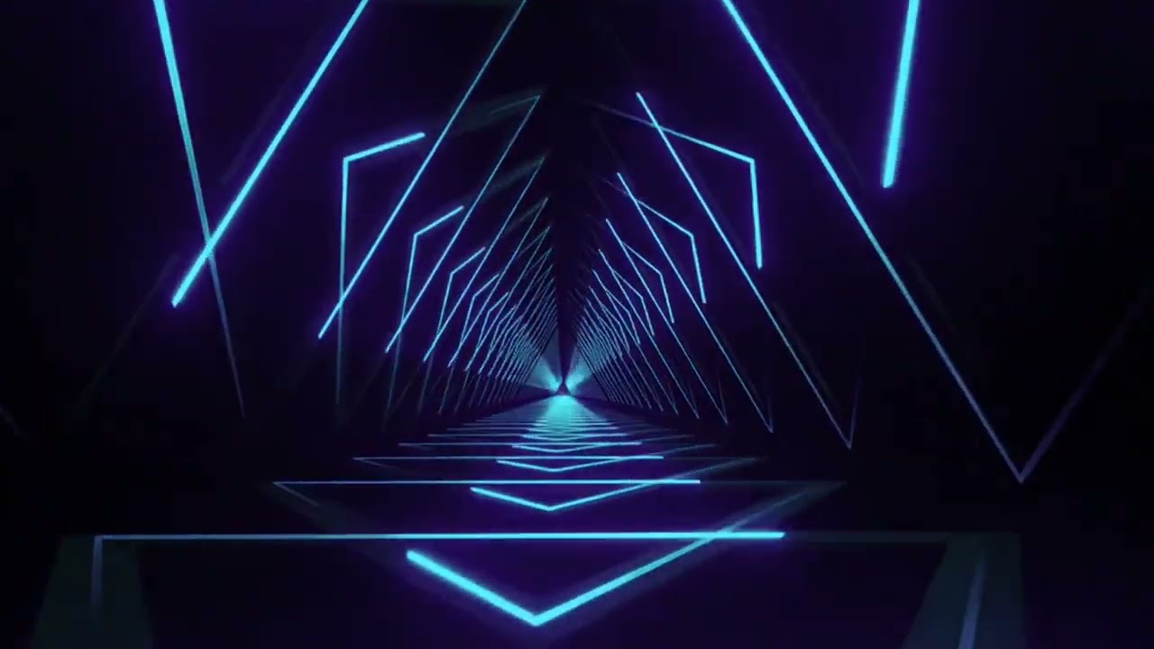 Abstract Neon Tunnel Geometric Shapes With Blue Neon VJ Lo