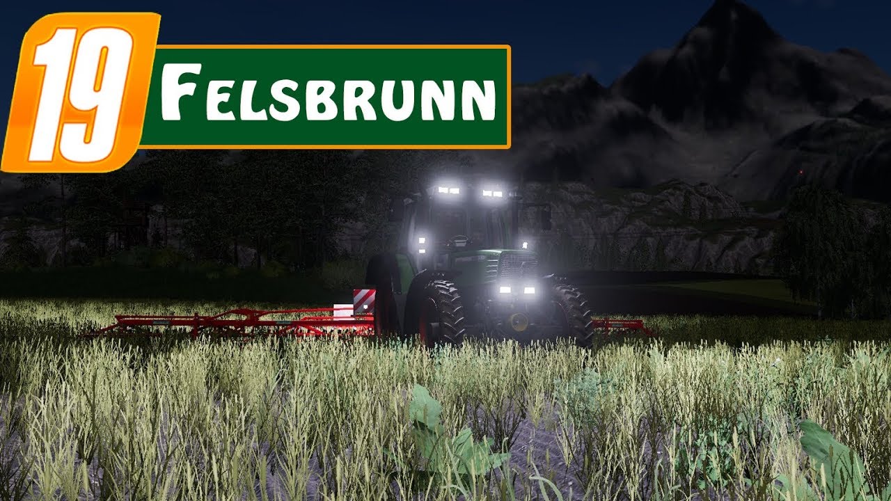 LS19 Felsbrunn [#09] Unkraut entfernen mit dem Striegel bei Nacht