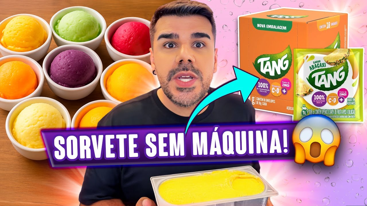 FIZ SORVETE CASEIRO COM SUCO TANG! A RECEITA MAIS FÁCIL DO MUNDO!😱 - Titi Fabri