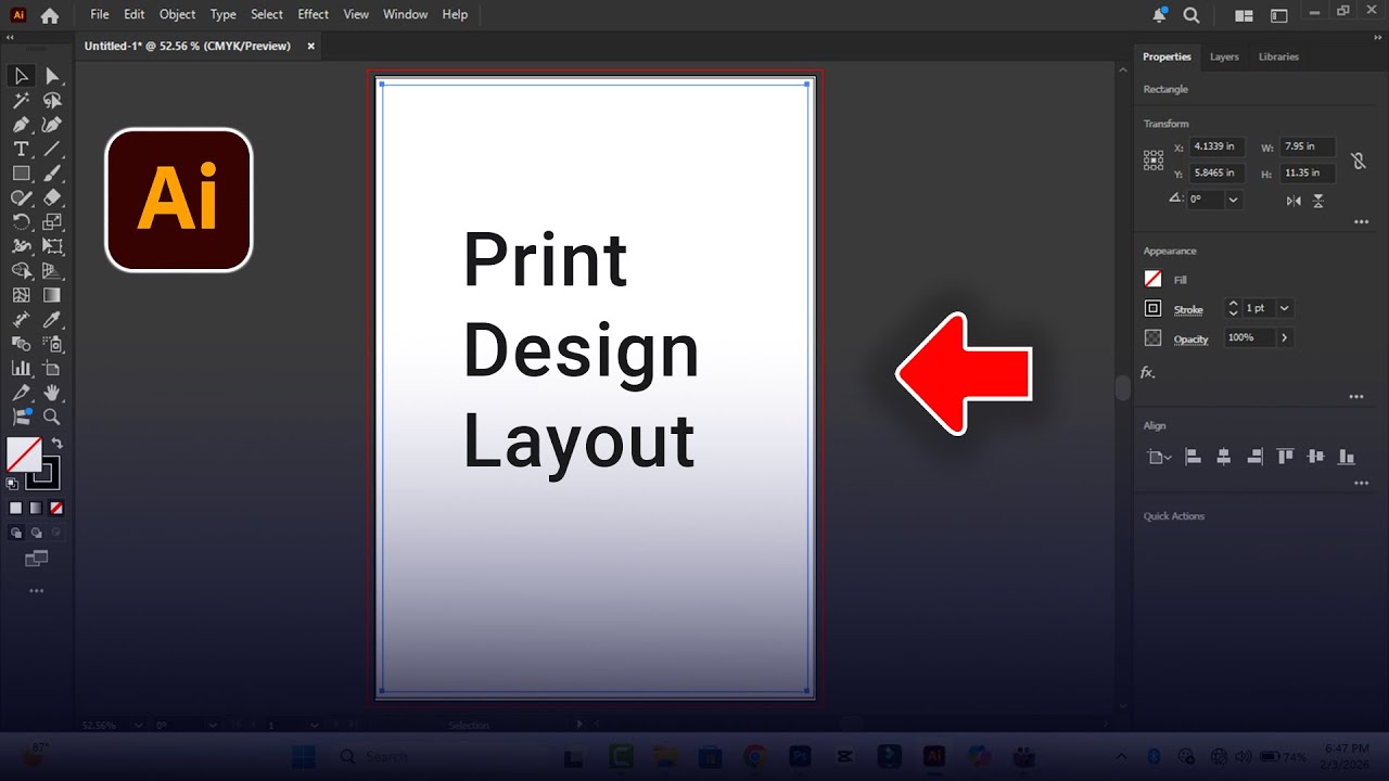 Print Template Layout Design in Adobe Illustrator 2026