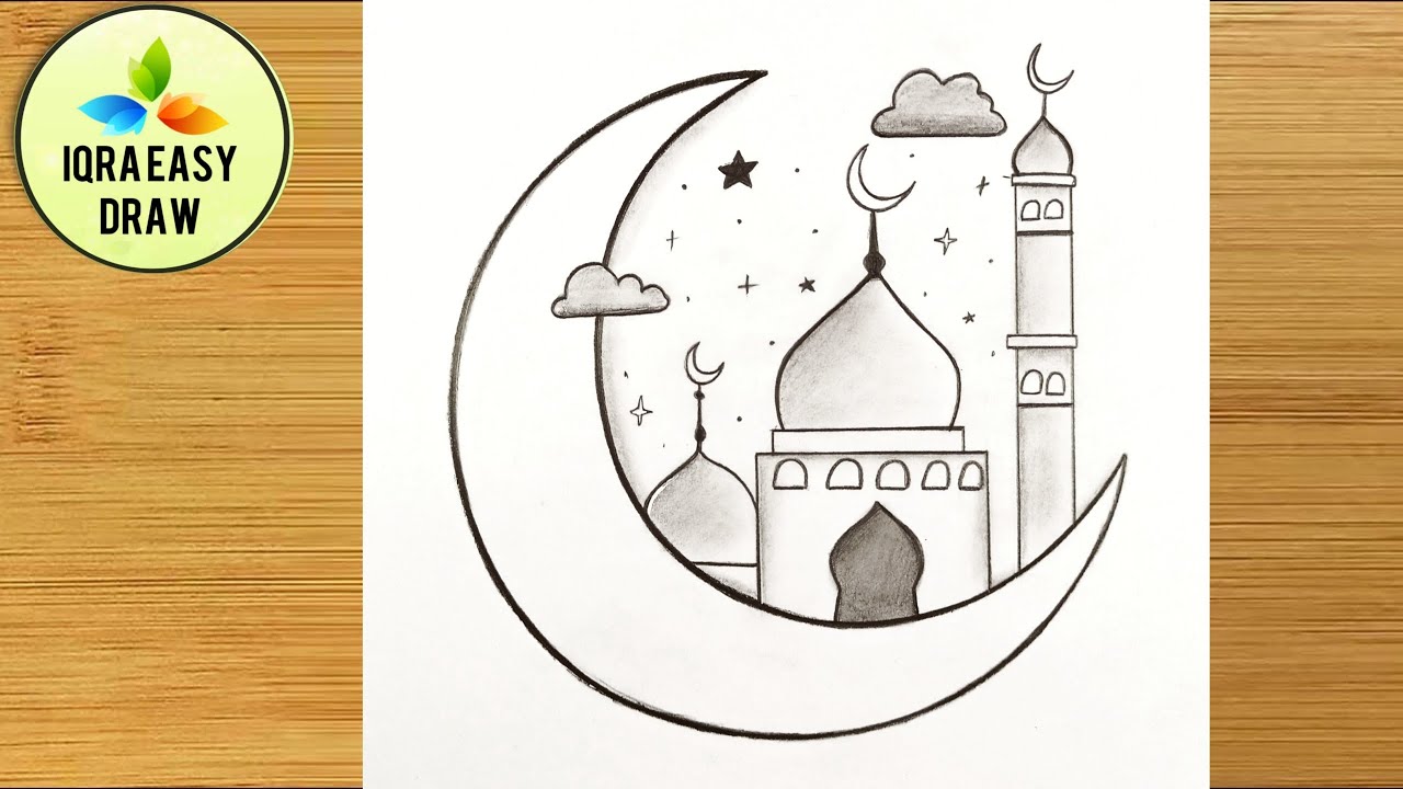 How to draw Ramadan Kareem Drawing || Easy Mosque Drawing for beginners || Ramadan Drawing