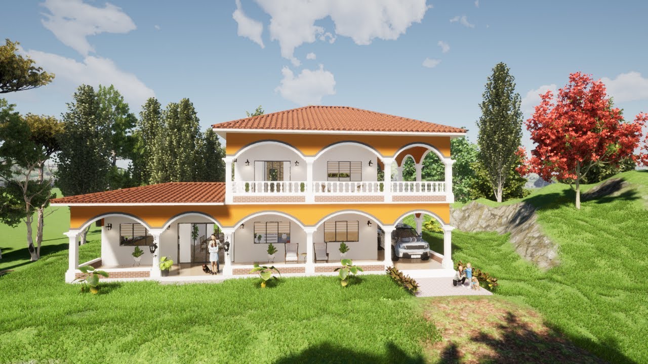 Planos Casa Campestre Colonial /Dos pisos/321.52 M2/Arquitecto Fabian Torres C