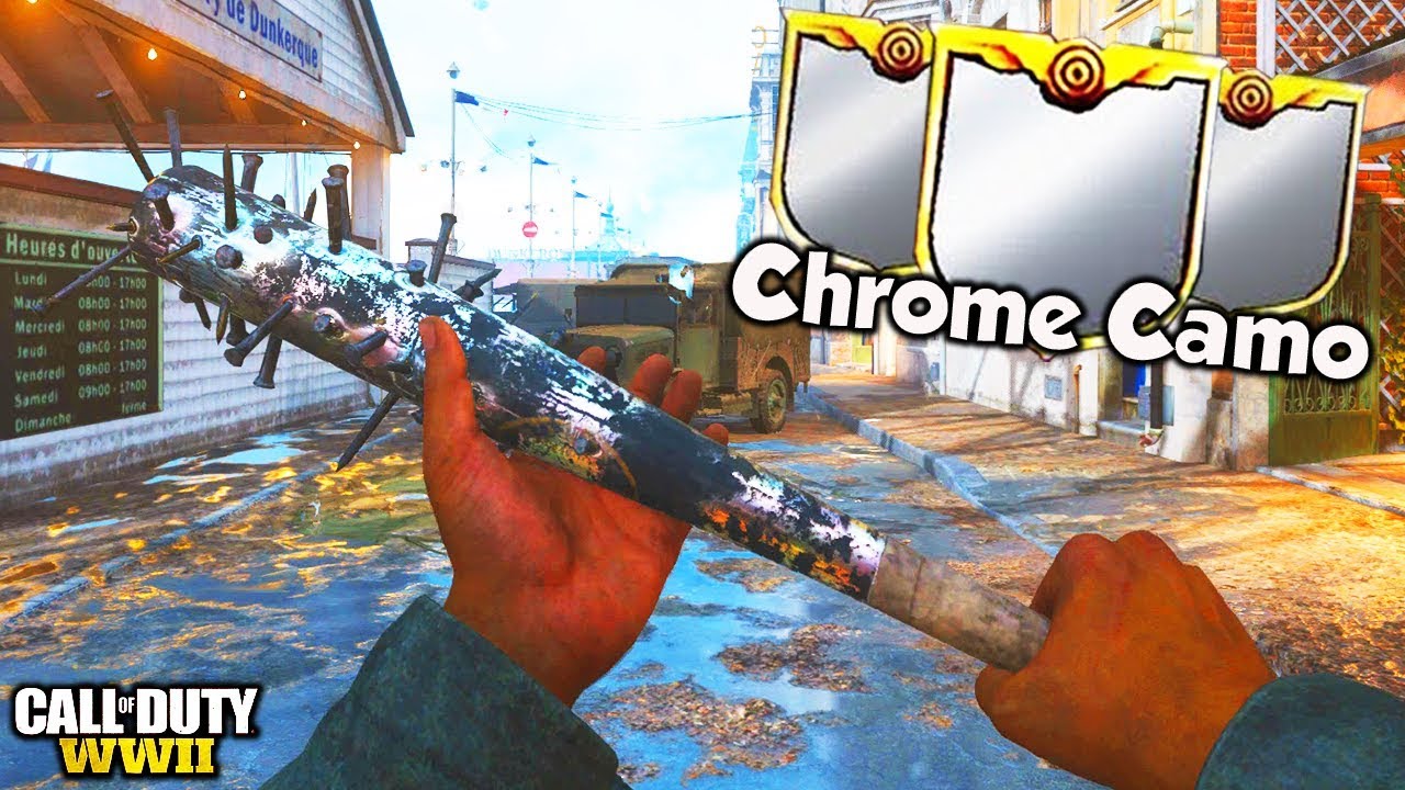 UNLOCKING CHROME CAMO ON THE BASEBALL BAT MELEE WEAPON in COD WW2!!