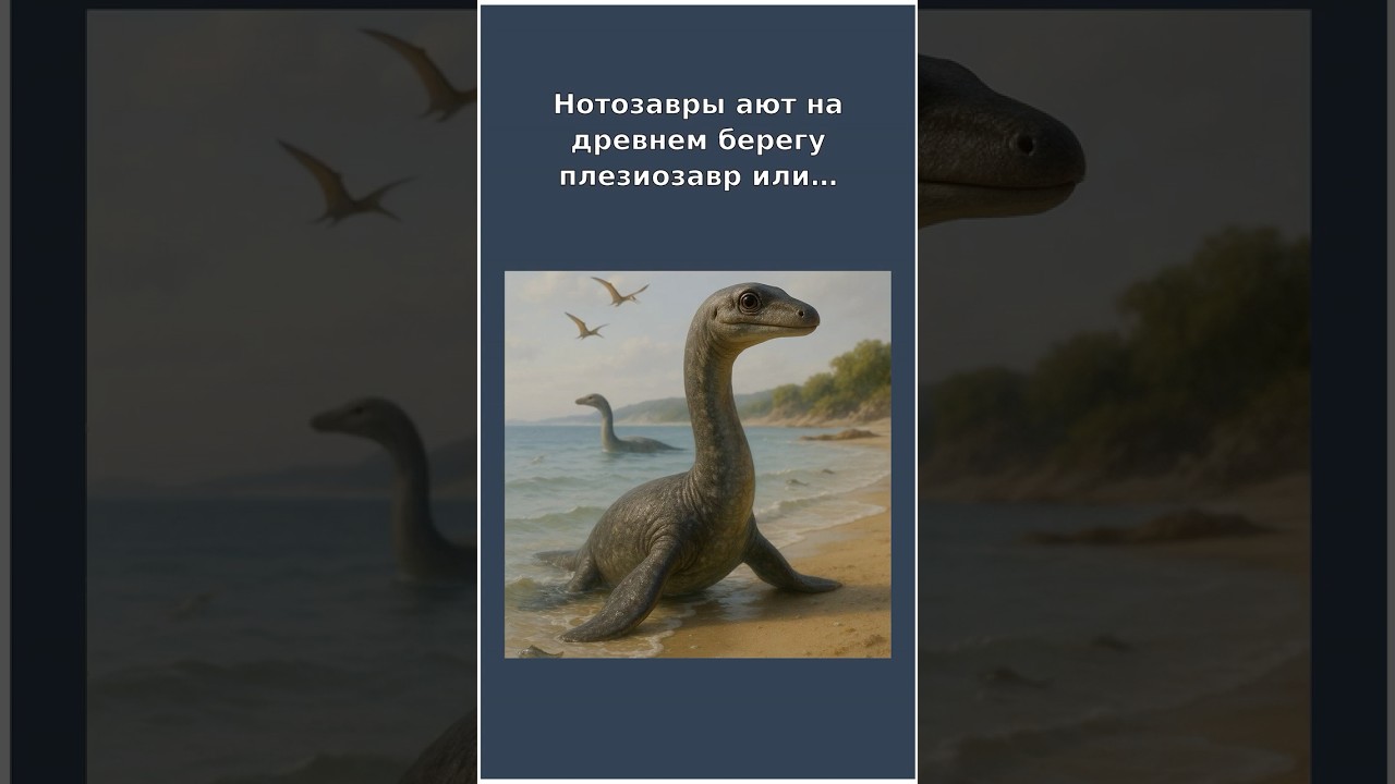Нотозавры ают на древнем берегу #вероятно, плезиозавр или похожее существо