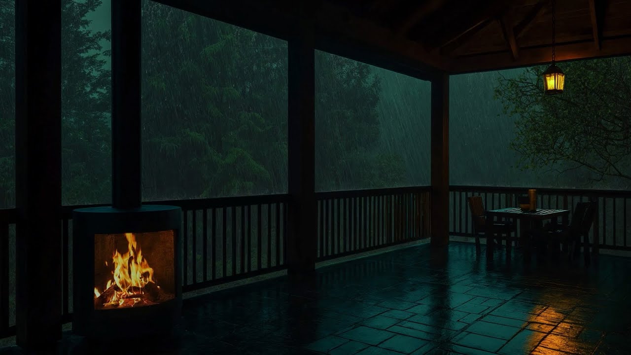Reduce Overthingking with Gentle Rain💆‍♀️Peaceful log Cabin in the Rainforest | Crackling Fireplace