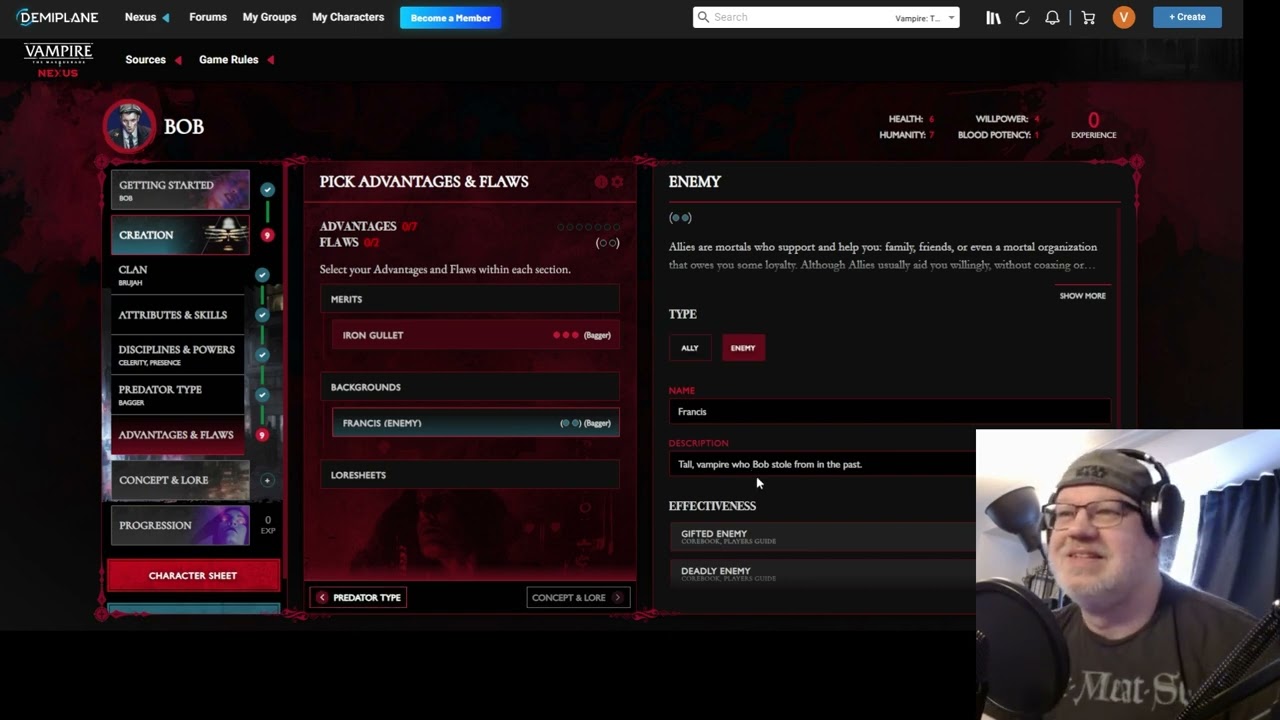 Vampire the Masquerade | Demiplane Character Builder Walkthrough #vtm #vampirethemasquerade #v5