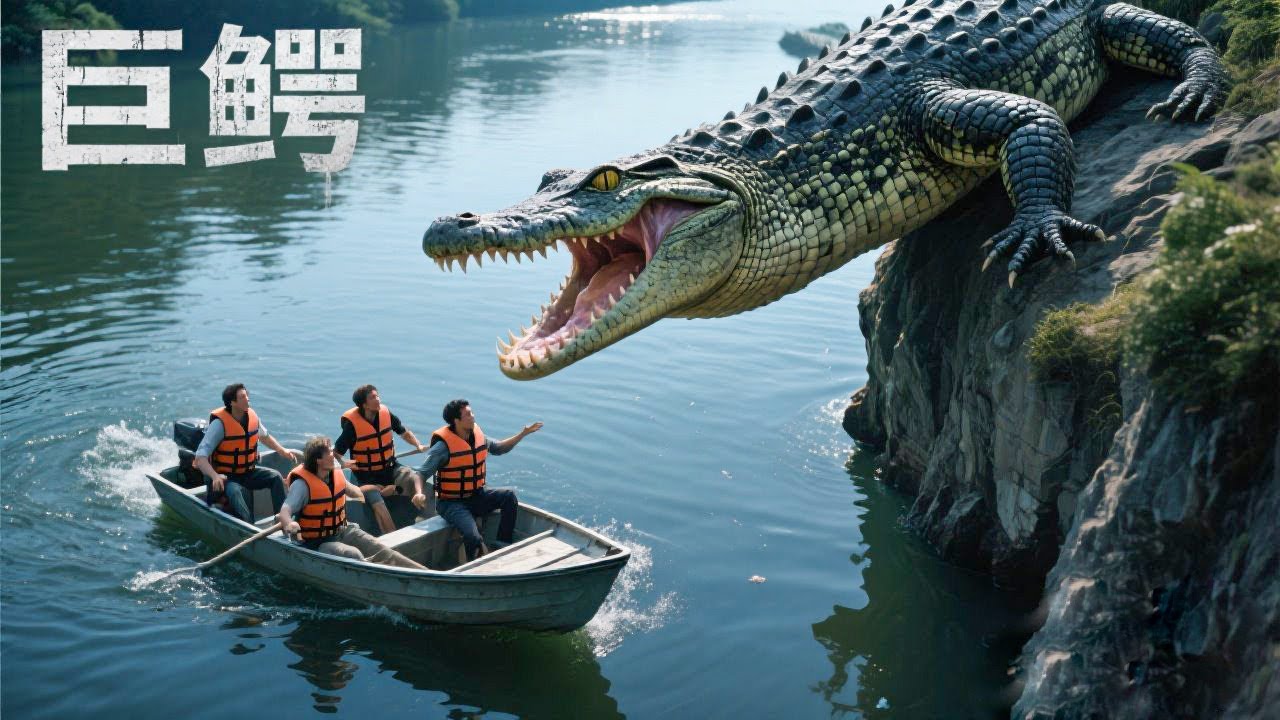 全程高能！巨鳄为了吃掉人类，竟跳崖追击船上人类！【巨鳄 Mega Crocodile】|驚悚 災難 |【電影派對】