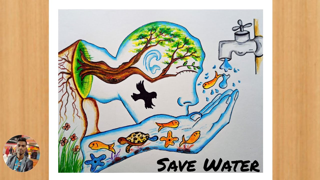 save water drawing ..easily with pastel colour step by step.