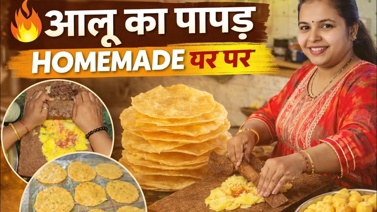 सिर्फ 4 चीज़ों से बनाए, आलू का पापड़ | साल भर चलने वाला स्टॉक!😍@astitvamaavlog9938 