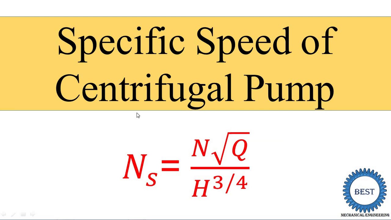 specific speed of centrifugal pump
