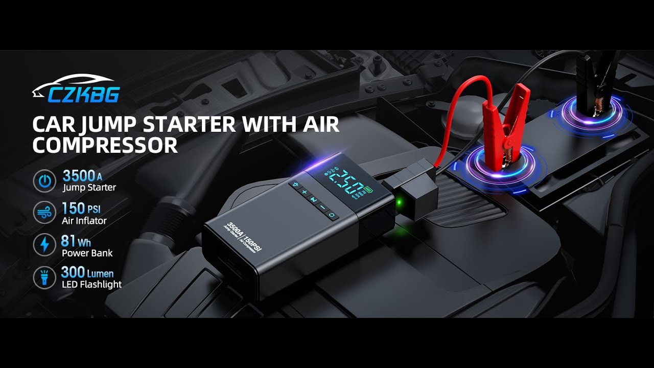 CZKBG Portable Car Jump Starter with Air Compressor