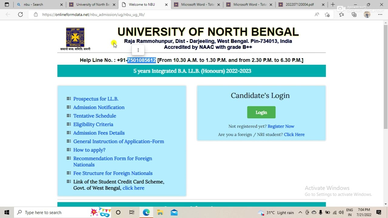 North Bengal University | Top University In North Bengal | NBU Admission 2022-23 | #college_worldyt
