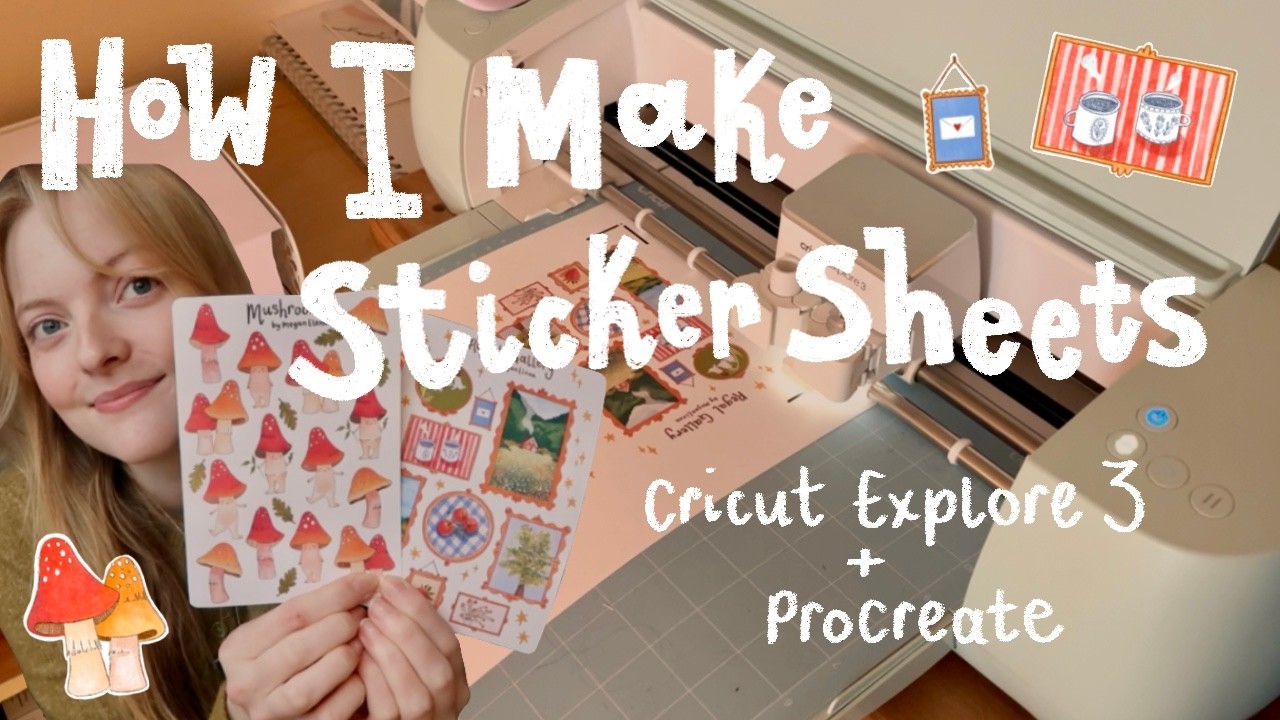 How To Make Sticker Sheets with Cricut + Procreate // Studio Vlog
