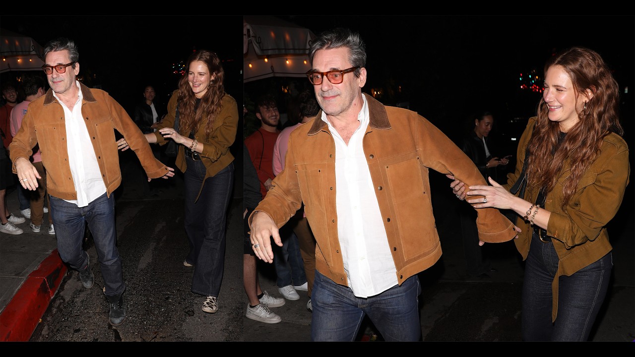 Jon Hamm Interacting With Fans After Enjoying His Night Out At The Chateau Marmont With Anna Osceola