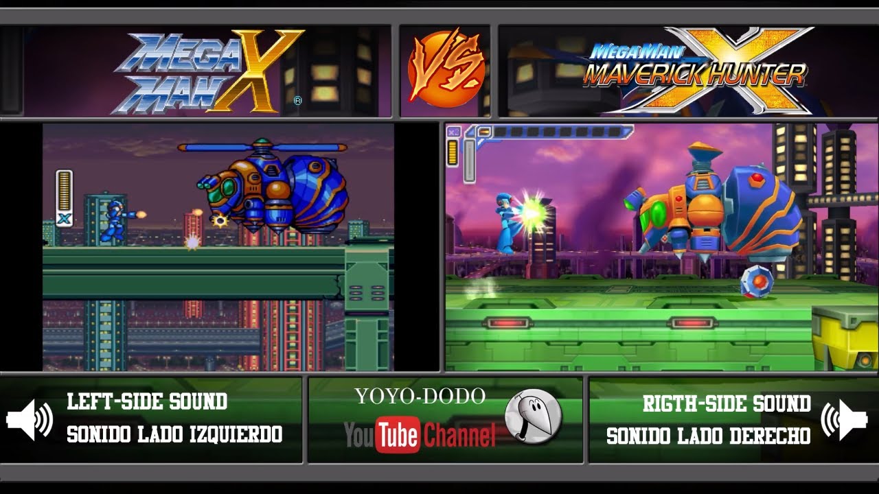 Mega Man X vs Mega Man Maverick Hunter X Gameplay Comparison - Comparación 1080p