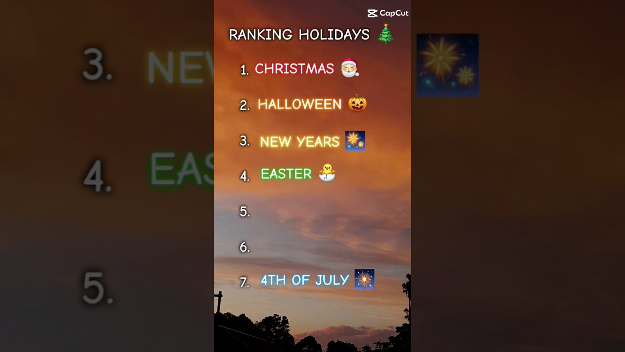 Ranking holidays!! #capcut #fypシviral #holidays #ranking