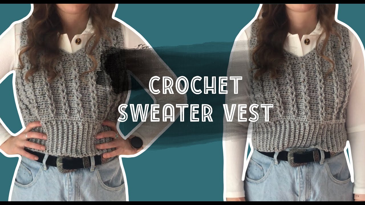 Crochet cropped sweater vest tutorial | Braided loop stitch