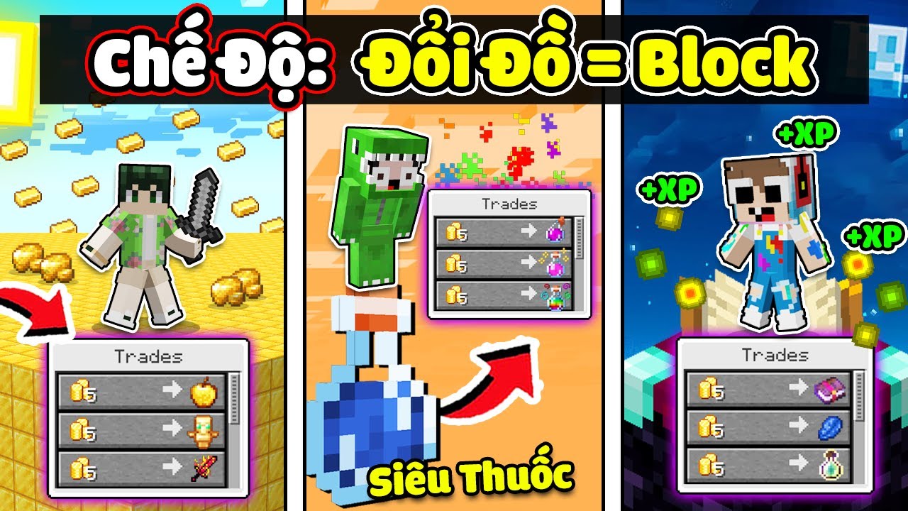 KHANGG BEDWARS THỬ TH&Aacute;CH 24H TRAO ĐỔI ĐỒ VIP = BLOCK ĐẠI CHIẾN S&Agrave;N ĐẤU RANDOM 30GI&Acirc;Y TRONG MINECRAFT