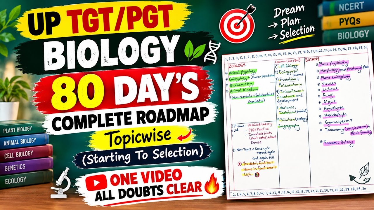Up TGT PGT biology exam 2026 , 80 दिनों की पूरी strategy🔥, कैसे start करें? कौन सा topic पहले पढ़ें?