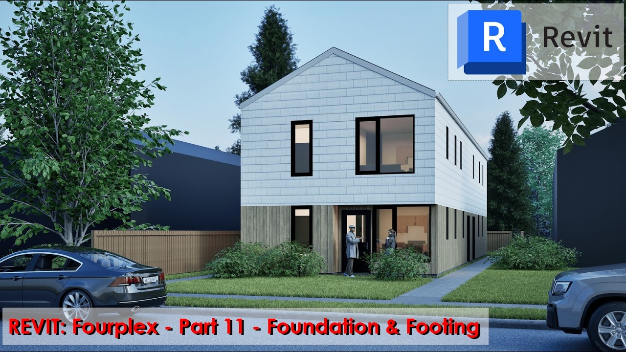 Revit Step By Step for Beginners: Creating a fourplex - Part 11: Adding Foundation Walls, Footings