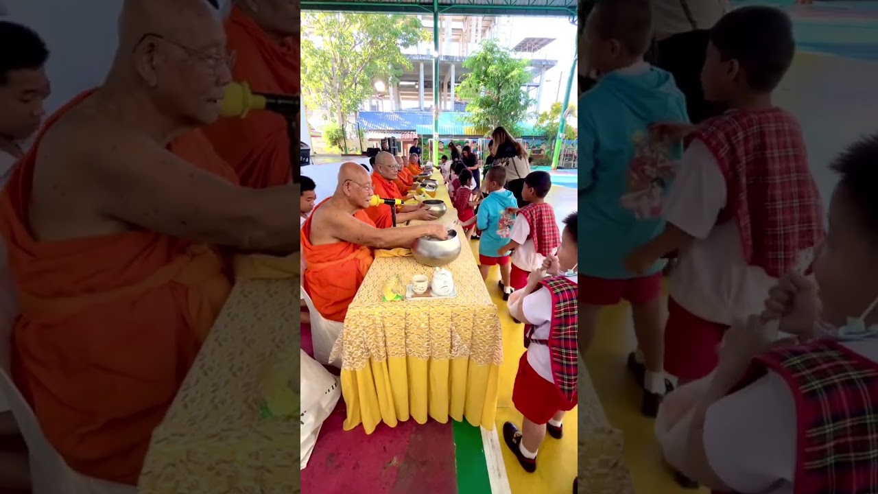 โรงเรียนวัดหัวกระบือทำบุญตักบาตรวันขึ้นปีใหม่
