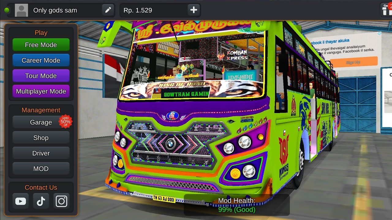 ⚡ Sri Velmurugan Bus Mod + Full Light Animation!