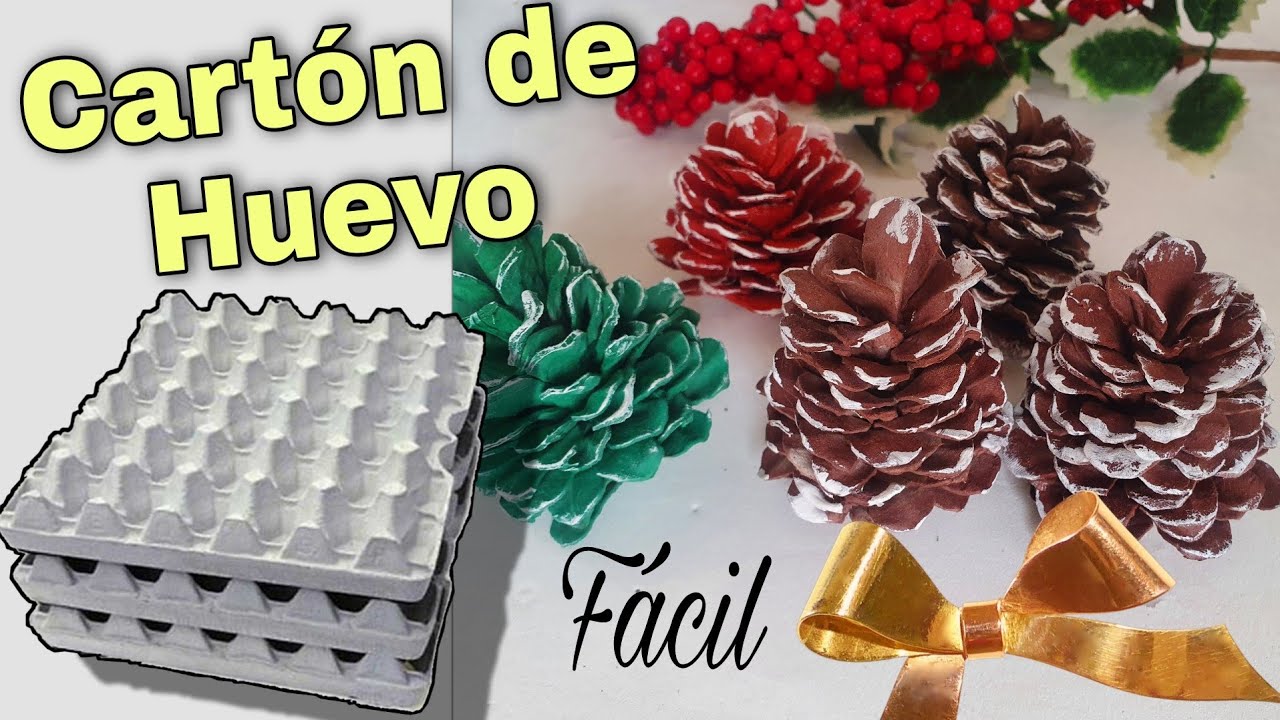 Hermosa, Fácil y Económica Idea con CARTÓN DE HUEVO |PIÑAS NAVIDEÑAS en minutos.