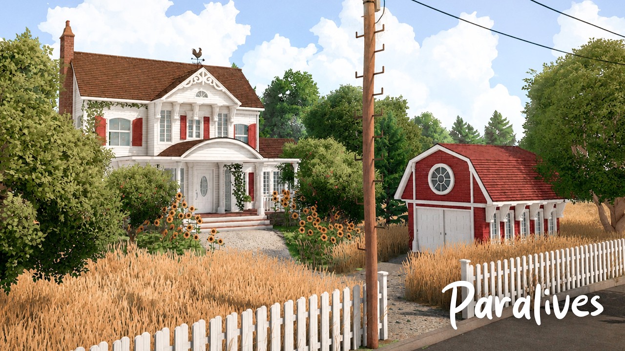 THE BEST COZY FARMHOUSE - Paralives - Relaxing Speed Build - ASMR