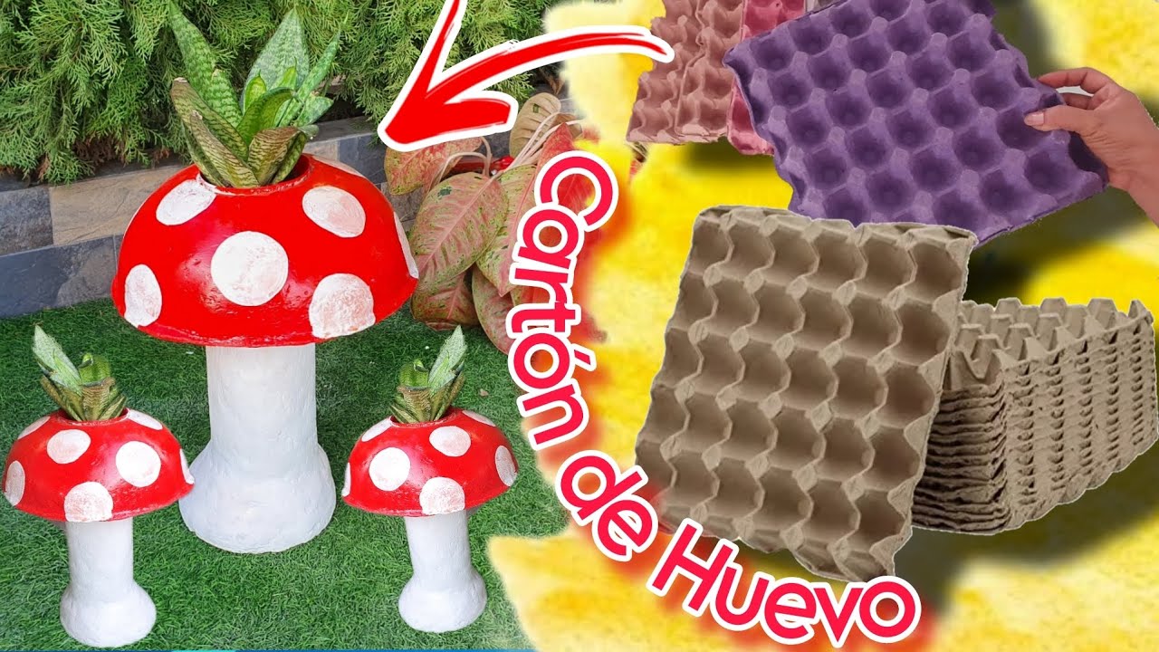 Crea Sorprendentes MACETEROS 🍄 con CARTÓN de HUEVO y BOTELLAS Plásticas♻️ Artesanato com Reciclagem