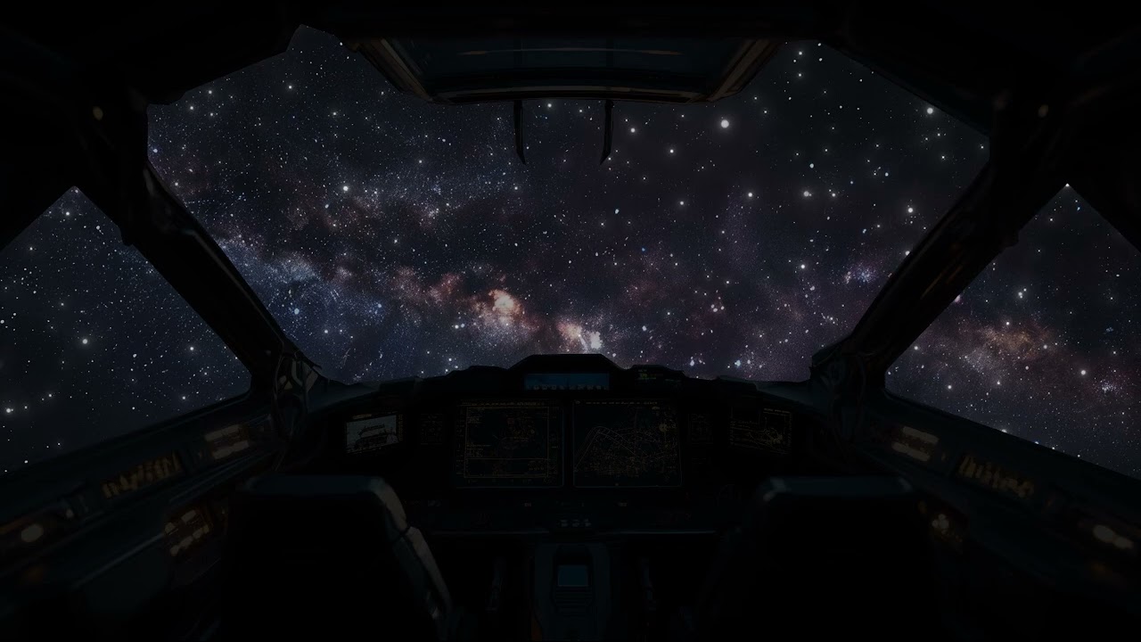Stargazing in Space: Relaxing Universe Sounds with Starry Views in a Control Room