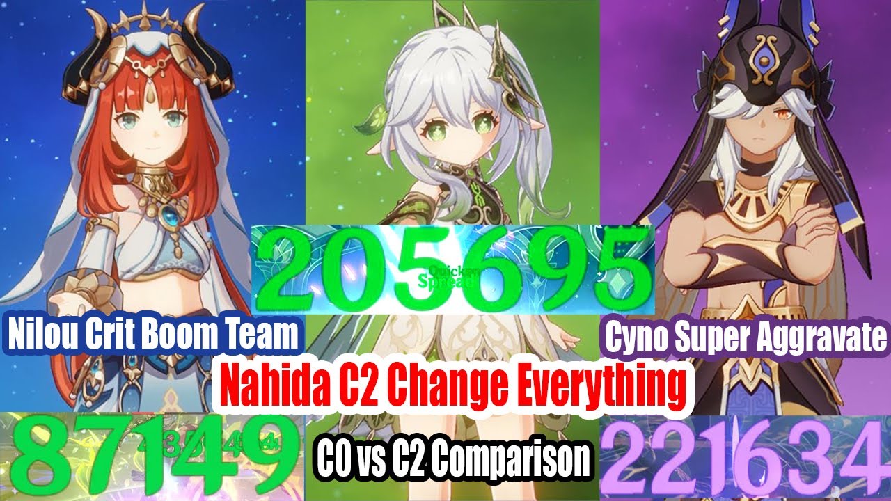 Nahida C2 Change Everything - 270k DMG Per S - Nilou Crit Boom 90k - Cyno 220k Per Hit