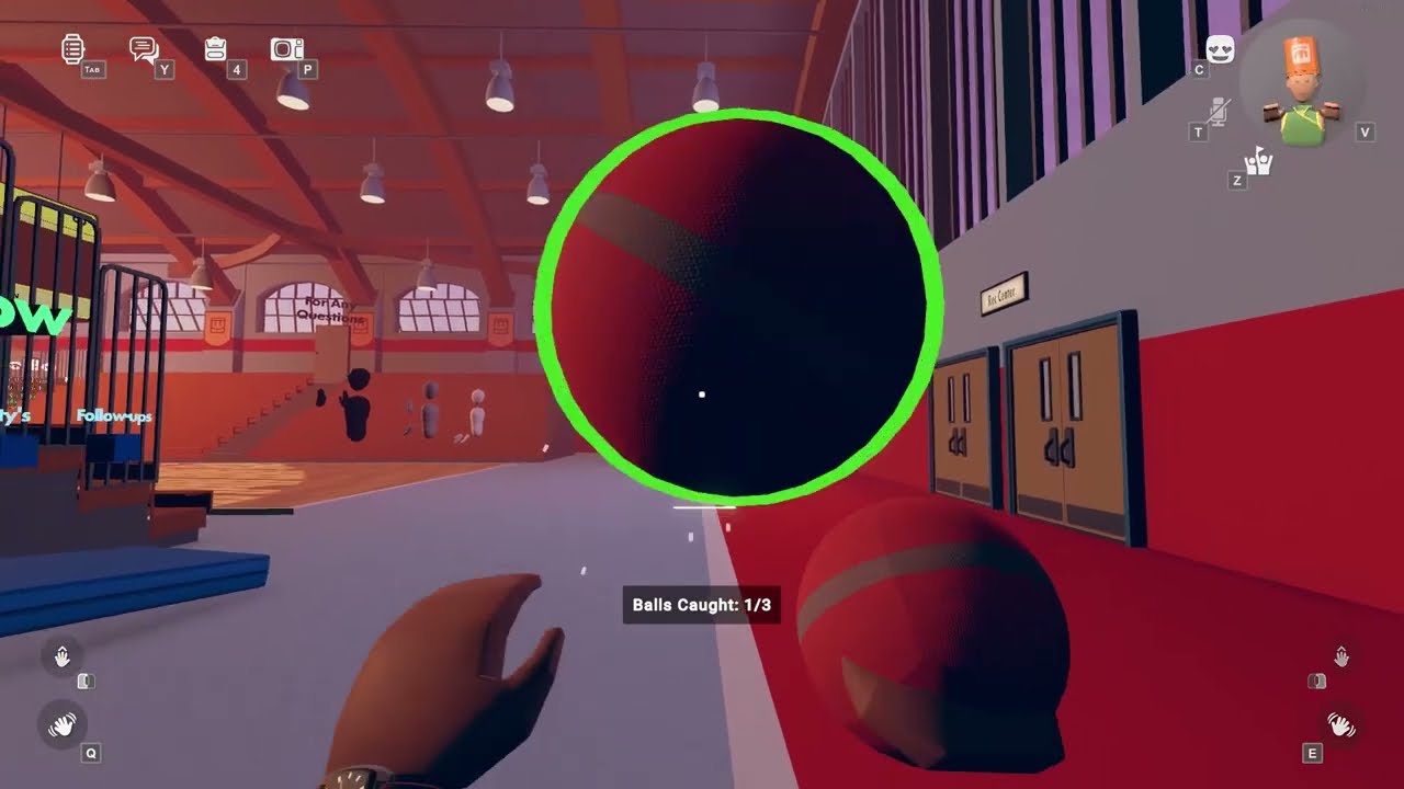 Dodgeball machine gun catch on screen rec room