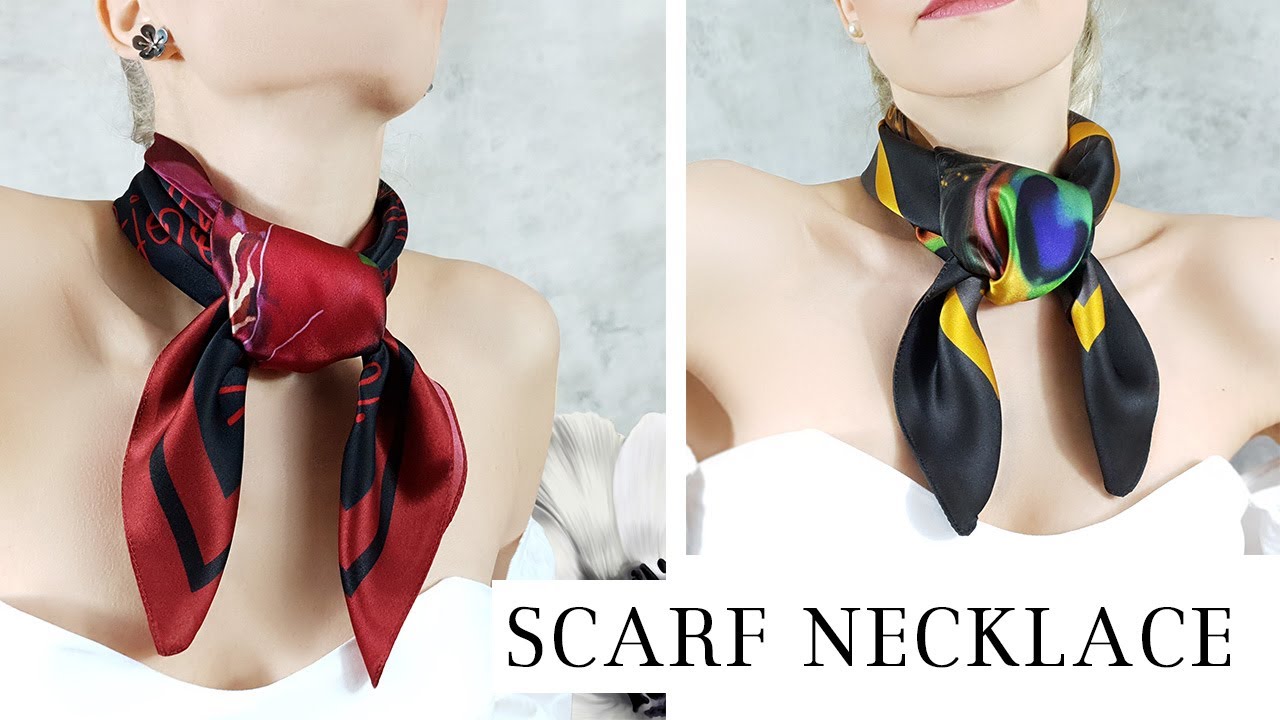 JAK WIĄZAĆ APASZKĘ KWADRATOWĄ 90CM - JEDWABNY NASZYJNIK (How to wear a scarf as a necklace)