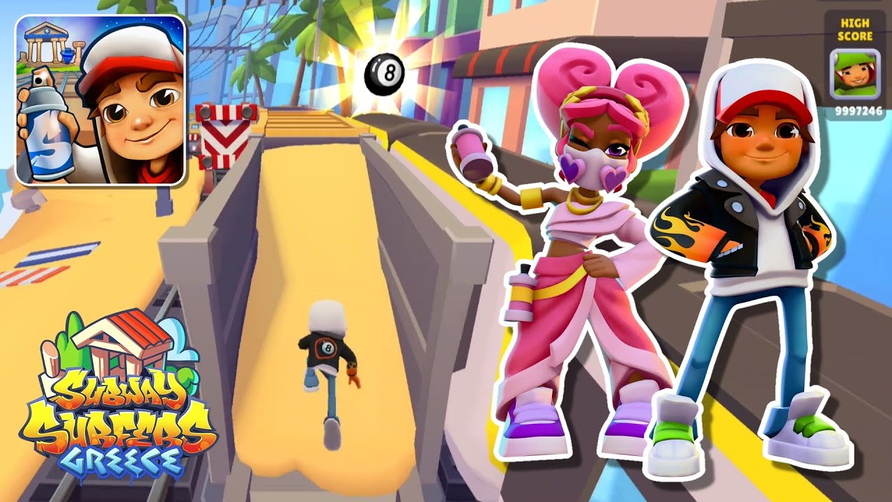 Subway Surfers Greece 2025 NEW UPDATE with 8 Ball Pool - Valentina & 8 Ball Jake Crossover Run!