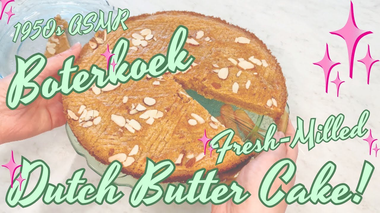Authentic Dutch Boterkoek with Freshly Milled Spelt | Buttery 1950s Cookie Cake on Depression Glass